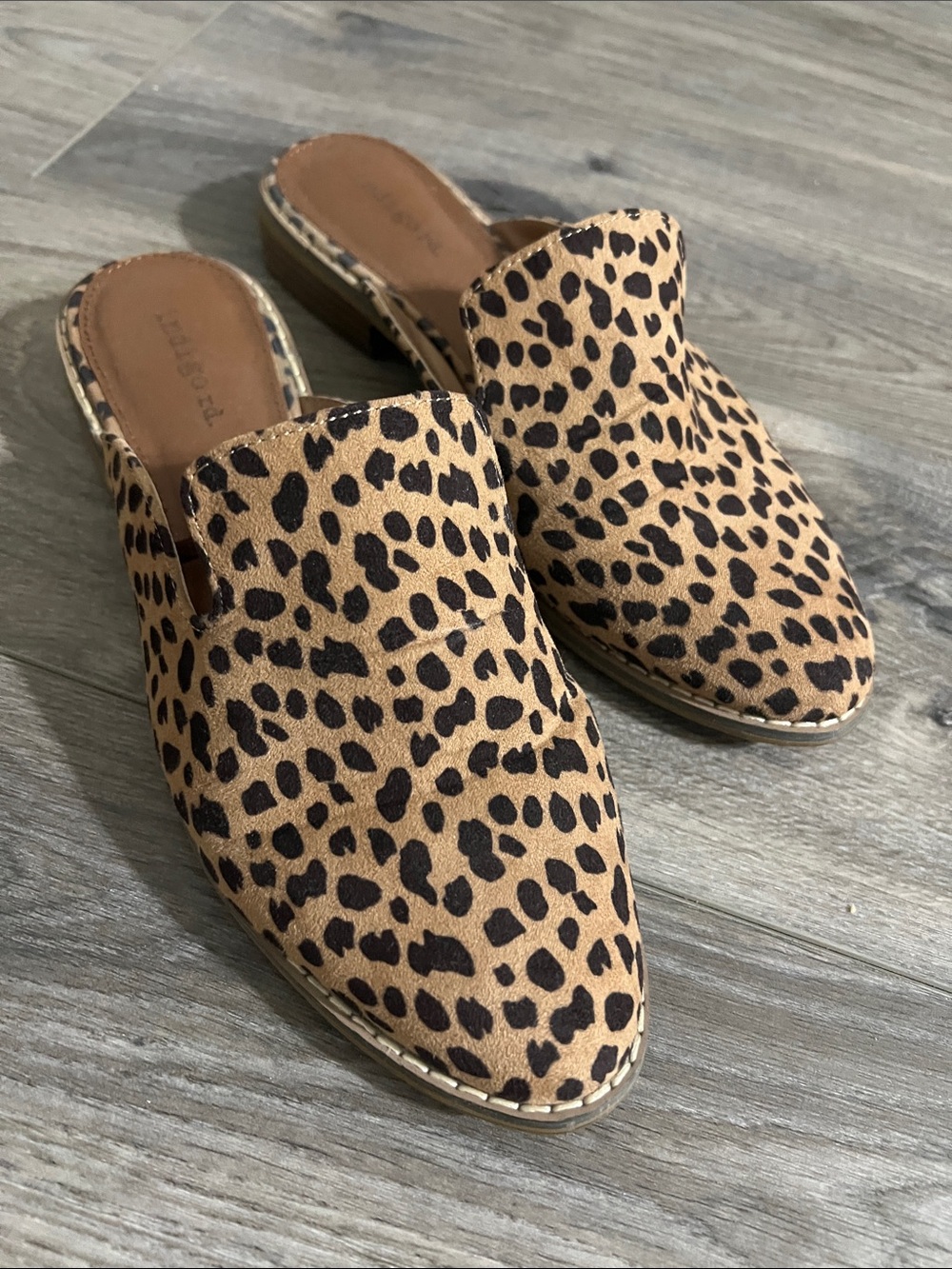 Indigo Leopard-Print Slip-On Mules - Tan/Black